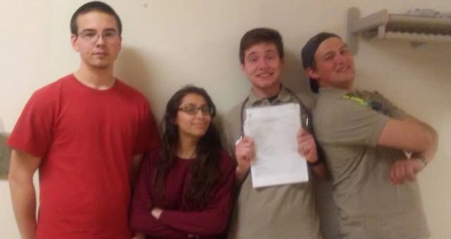 Fellow EMT students pose with me when we passed our EMT scenario tests