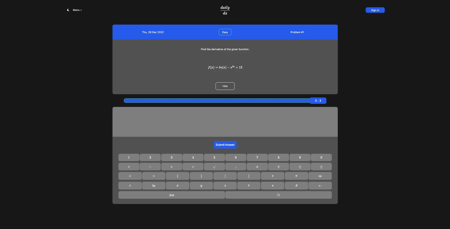 The Daily Derivative personal project image